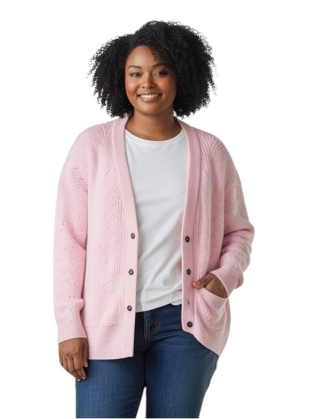 Torrid Pale Pink Ribbed Cardigan Sweater Size 1X